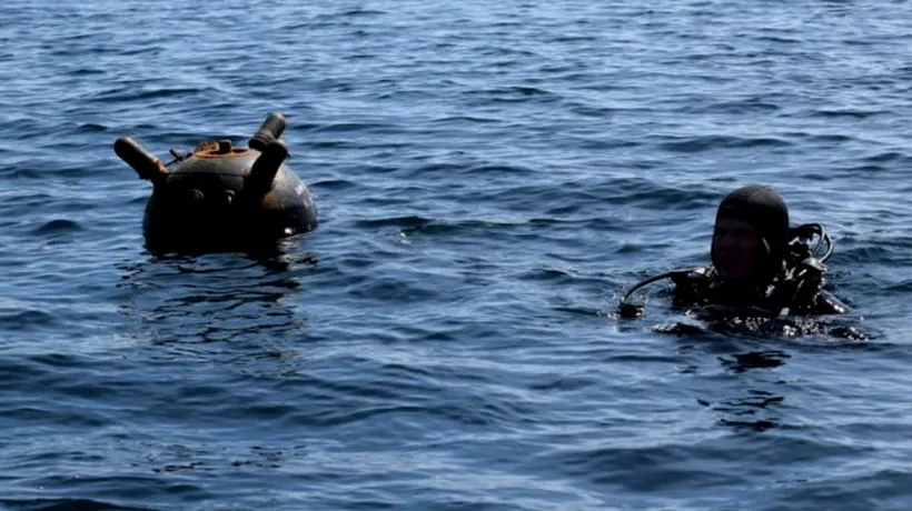 O mină marină a fost descoperită de Garda de Coastă plutind în derivă în Marea Neagră, la 10 kilometri de Sulina