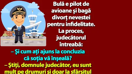 BANC | Bulă e pilot de avioane și bagă divorţ nevestei pentru infidelitate