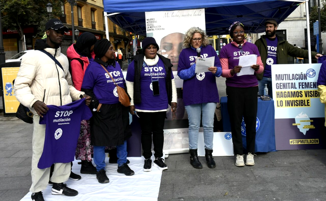 Protest împotriva mutilării genitale la femei, Madrid, februarie 2024 - Sursa Foto: Profimedia 