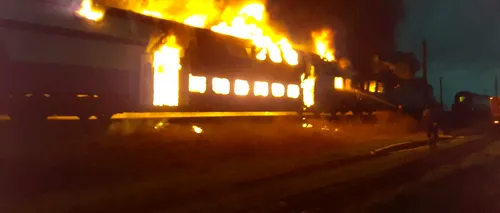 UPDATE Incendiu la un tren de călători aflat în Teleorman: Circulația feroviară a fost reluată pe un fir / Ministrul Transporturilor cere investigarea incendiului izbucnit la trenul IR 1825 - FOTO 