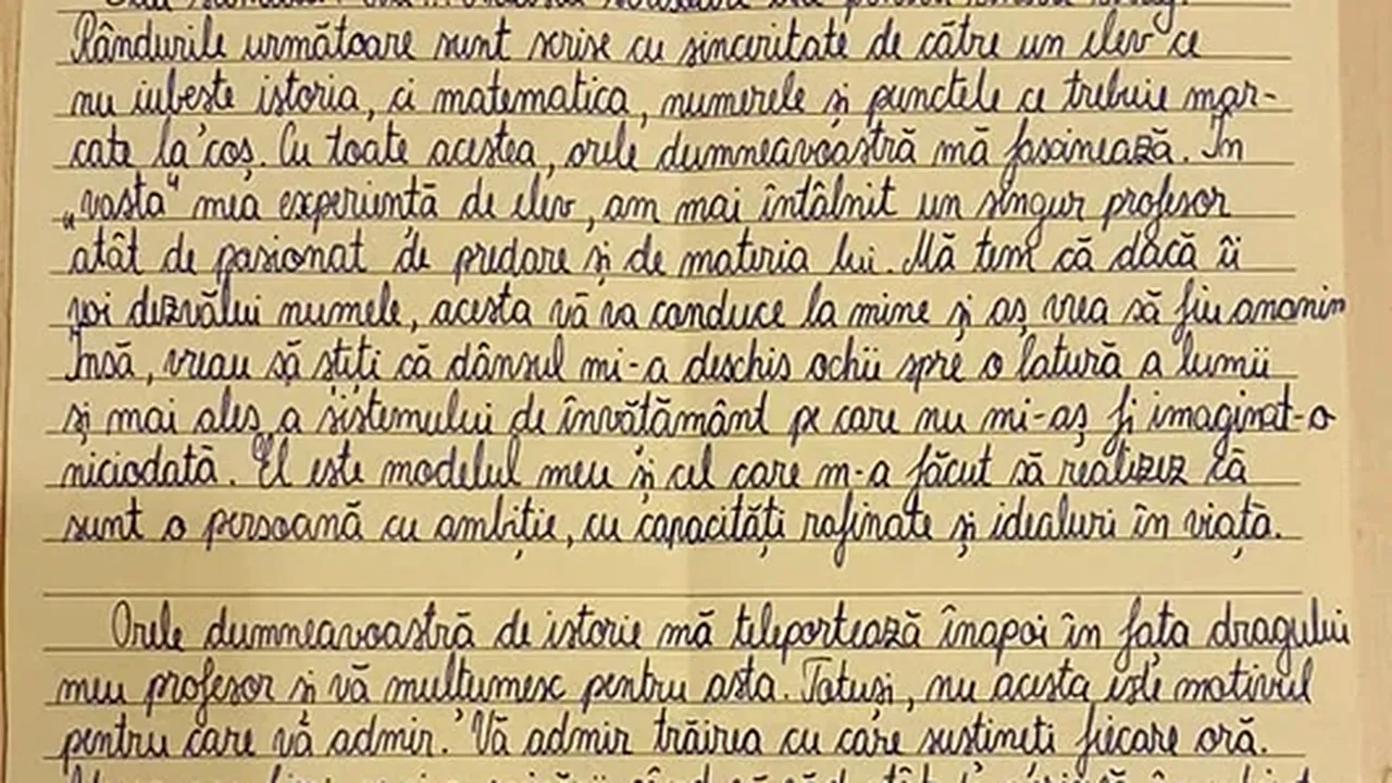 Gestul-SURPRIZĂ al unui elev din Timișoara. Profesoară: „Am trăit cel mai emoționant moment din cariera mea”