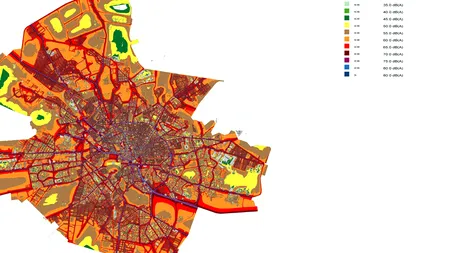 HARTA ZGOMOTULUI. În București, 85% din populație e afectată. În Iași, doar 16%. Ce se întâmplă în Cluj, Brașov, Timișoara, Ploiești