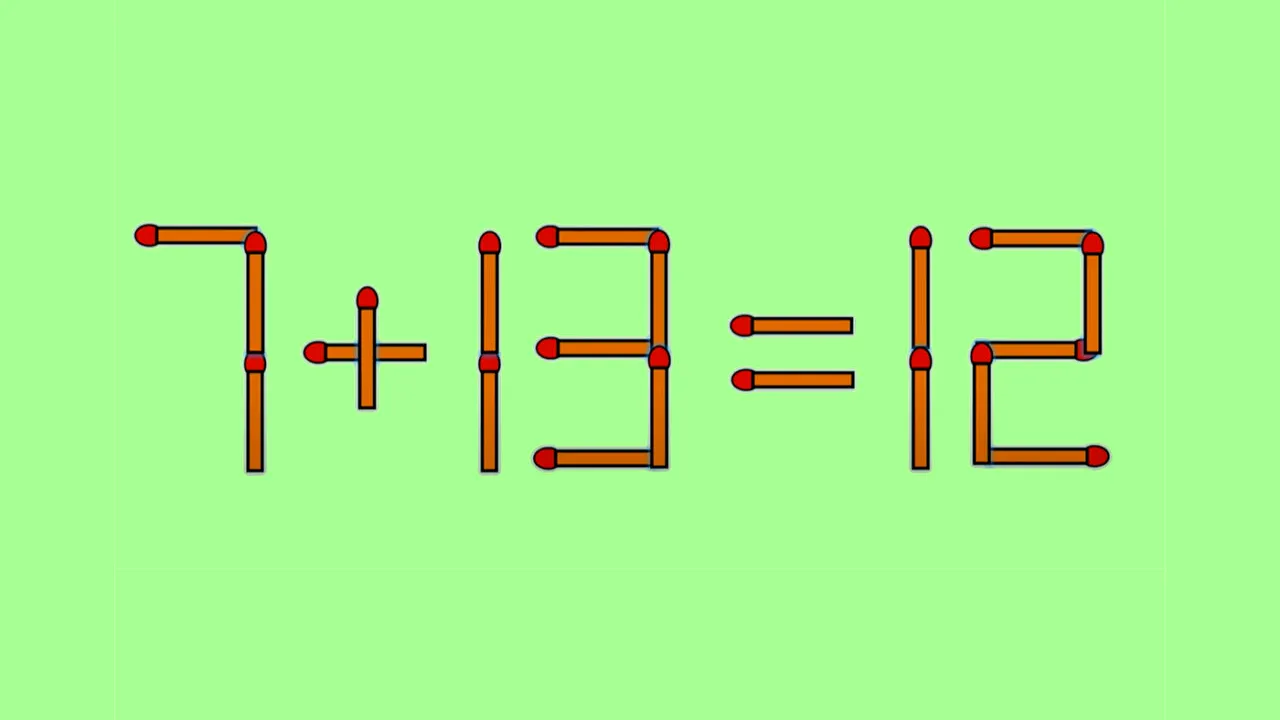 TEST IQ | 7 + 13 = 12 este greșit. Mutați un singur băț, pentru a corecta egalitatea