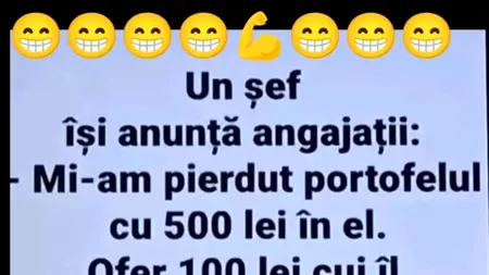 Bancul de miercuri | Șeful și portofelul cu 500 lei