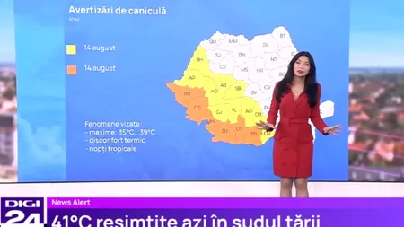 Alerte de CANICULĂ până la mijlocul lunii. 41 grade Celsius, resimțite azi în sudul țării