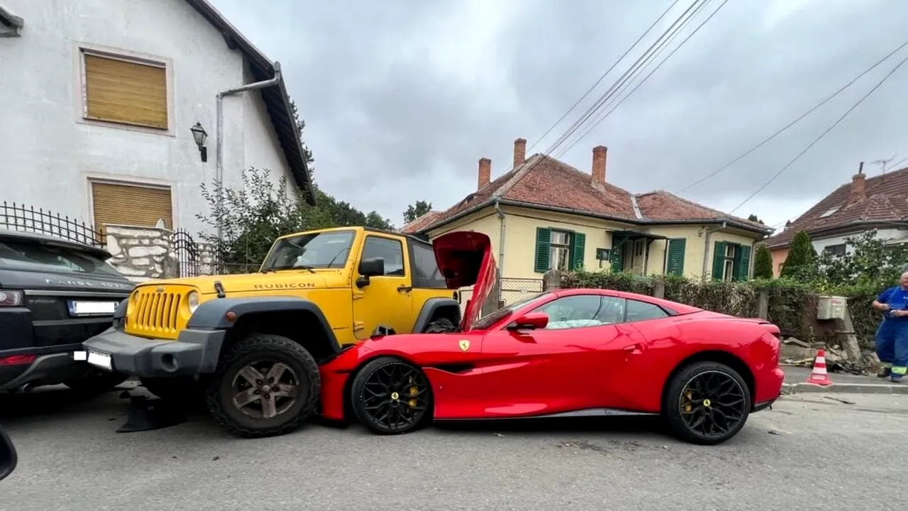Șoferul care a făcut accident cu Ferrari în Sibiu, reținut pentru conducere sub influența alcoolului: 2,18 g/l alcool pur în sânge