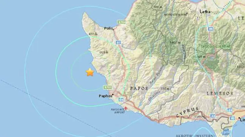 Cutremur de 5,6 grade pe scara Richter în Cipru, urmat de zece replici