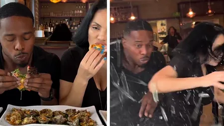 Doi influenceri, RĂNIȚI în timp ce filmau o recenzie culinară după ce o șoferiță a intrat cu mașina într-un restaurant - VIDEO