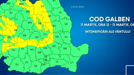 Cod galben de vânt puternic în zona montană: rafale de peste 100 km/h