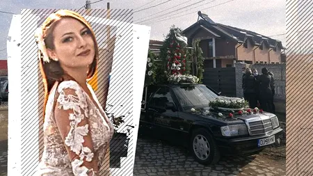VIDEO | Adela, polițista care s-a împușcat în cap, înmormântată fără slujbă în biserică. Fotografia din ziua nunții, lipită pe mașini