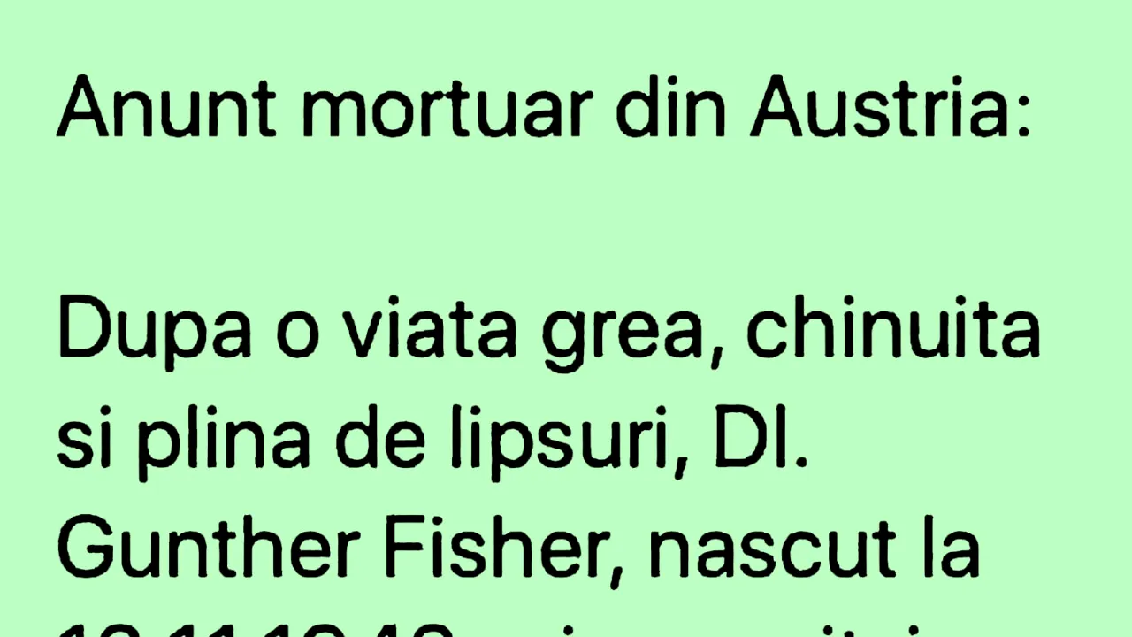 Bancul de joi | Anunț mortuar din Austria