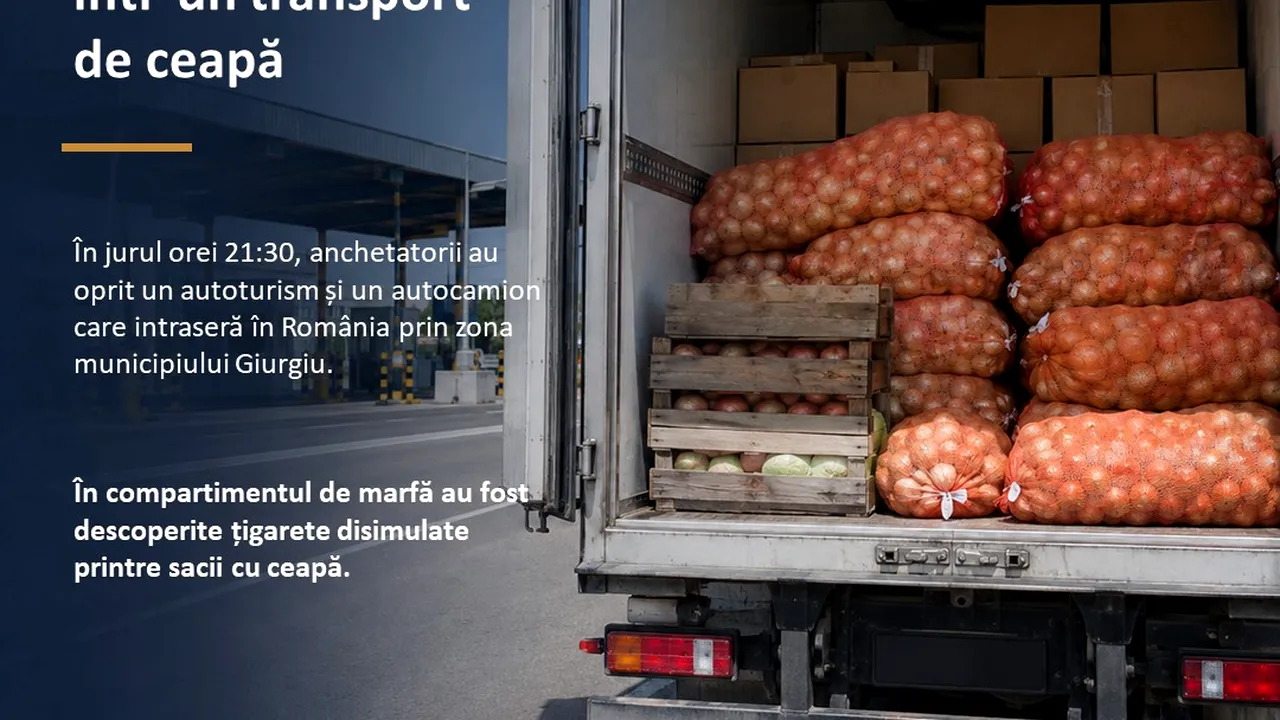 Traficanții prinși cu peste 70 de milioane de țigarete ascunse între lăzi cu ceapă lăsați sub control judiciar de Tribunalul București