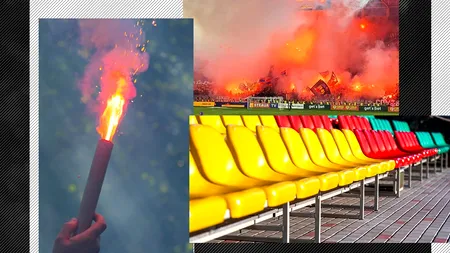Petarde și fumigene, îngropate pe stadionul Corvinul Hunedoara. Ce comori au descoperit jandarmii înaintea meciului crucial cu CFR