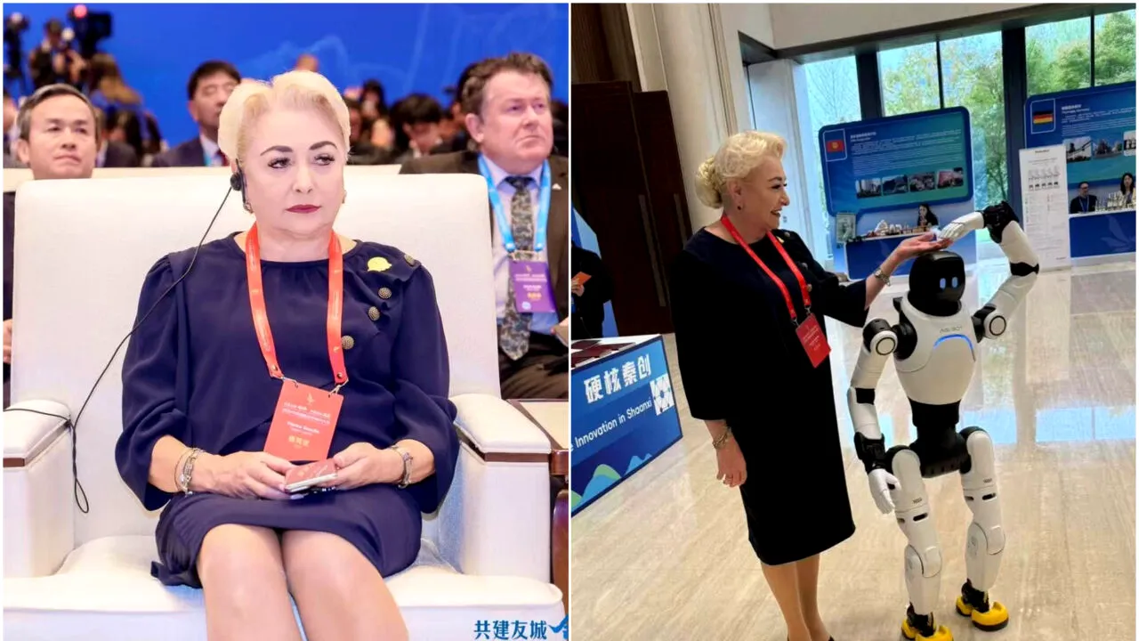 Viorica Dăncilă s-a pozat, din nou, cu un robot în China. Ce mesaj transmite fostul premier