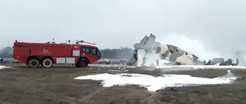 Un avion militar de transport Antonov AN-26 s-a prăbușit în Kazahstan. Există și supraviețuitori, printre cele șase persoane aflate la bord (VIDEO)