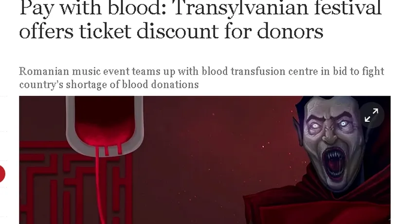 Guardian, despre inițiativa organizatorilor unui festival din România de a permite accesul gratuit donatorilor de sânge: ''Vrei bilet? Două halbe de sânge!''