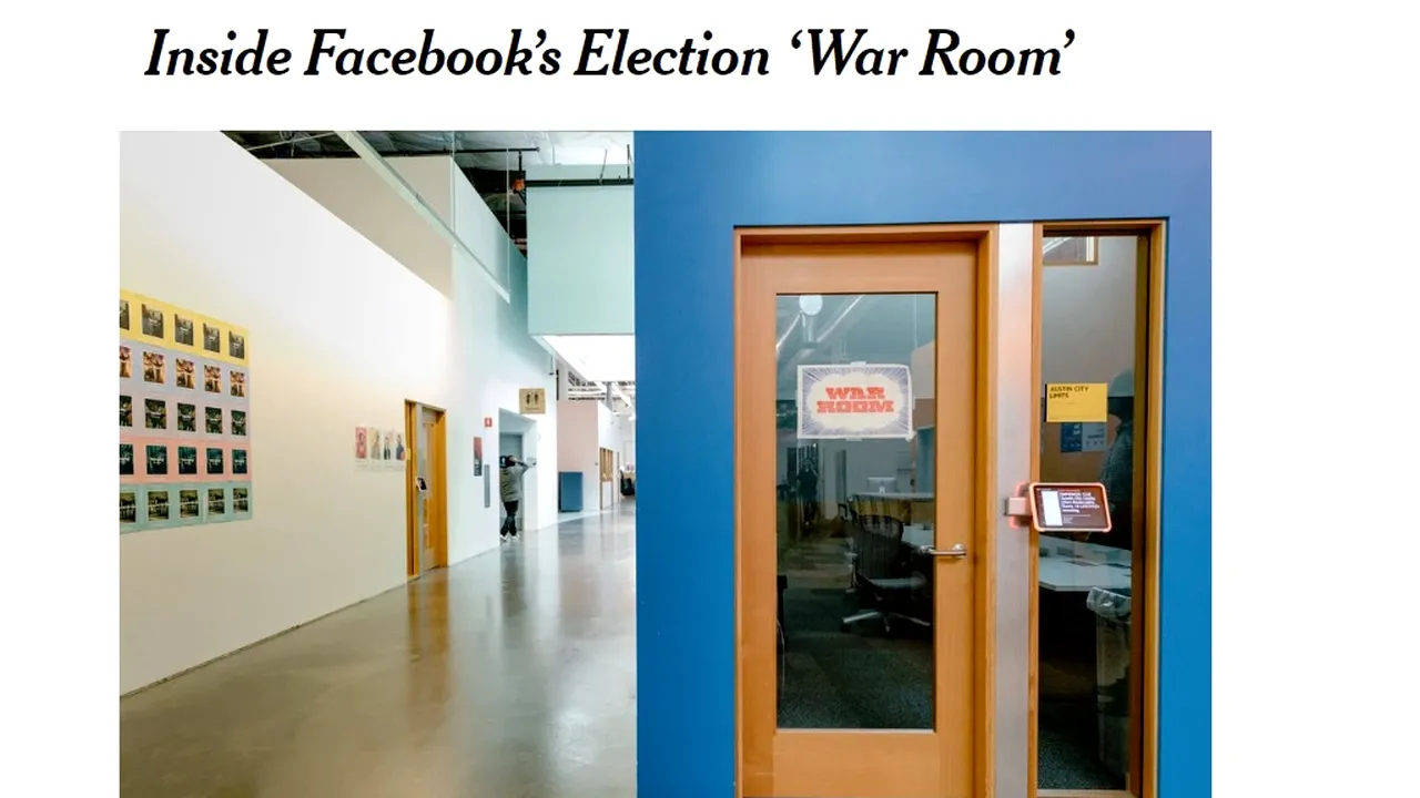 Facebook lansează WAR ROOM: Centrul de COMANDĂ pentru MONITORIZAREA știrilor și a conturilor FALSE prin care s-ar urmări MANIPULAREA alegerilor