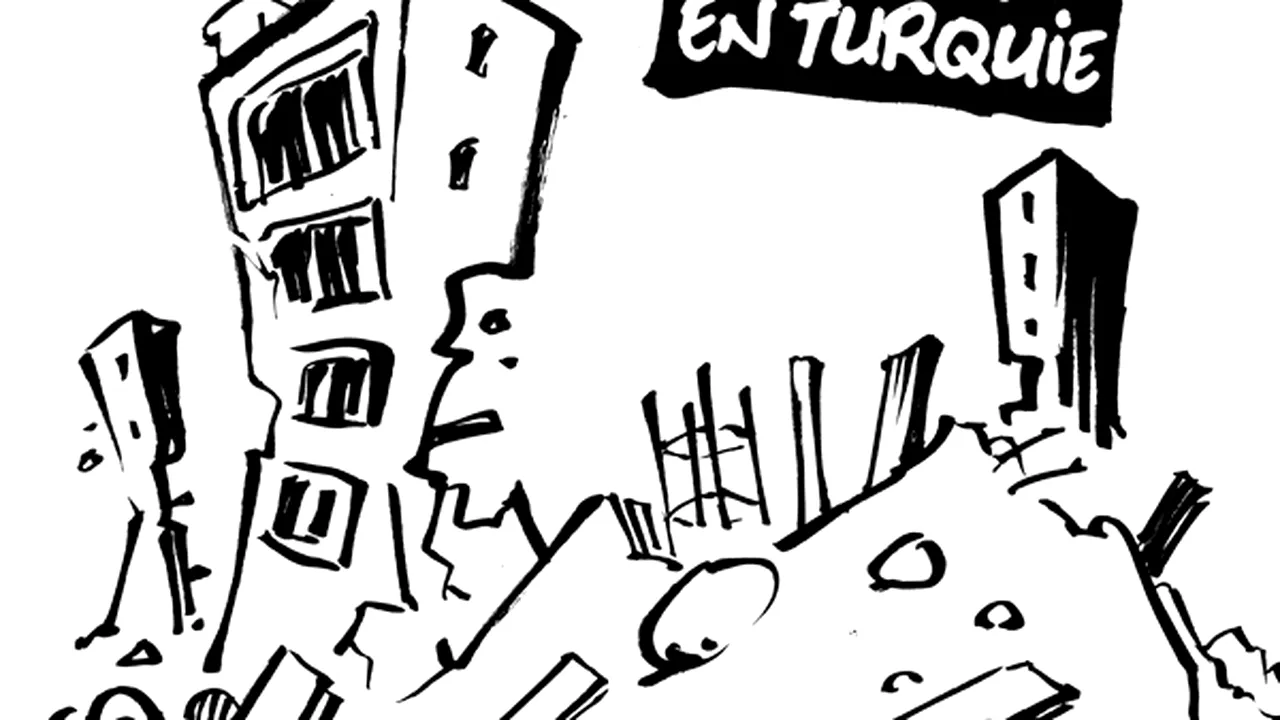 Charlie Hebdo, glumă MACABRĂ după cutremurele din Turcia. Reacțiilor cititorilor: ”Unde este egalitatea? Unde este umanitatea? Desenul reprezintă moartea umanității!”