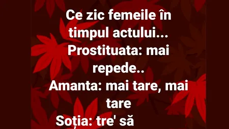 Bancul de duminică | Ce zic FEMEILE în timpul actului