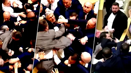 Bătaie în toată regula în Parlamentul Georgiei în timpul discursului premierului. De la ce a izbucnit scandalul