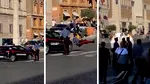 Momentul în care un carabinier a fost lovit accidental de mașina colegilor în timp ce imobiliza un bărbat la Roma