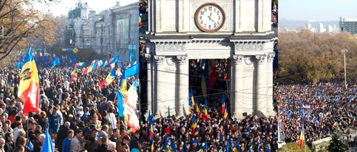 Miting pro-Europa la Chișinău, înainte de „testul Vilnius. 100.000 de oameni au ieșit în stradă pentru a susține integrarea europeană a Republicii Moldova