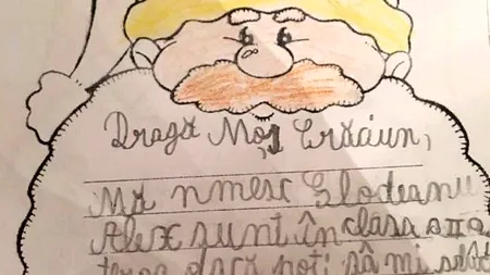 „Dragă Mos Crăciun, mă numesc Glodeanu Alex, sunt în clasa a II-a. Te rog, dacă poți, să-mi aduci..