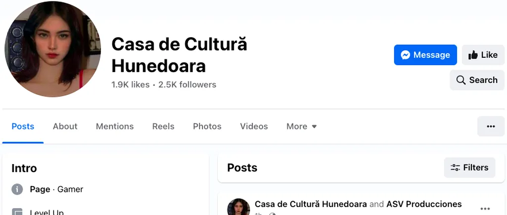 Pagina de Facebook a Casei de Cultură Hunedoara a fost spartă. Hackerii au încărcat aproape 30 de materiale pornografice
