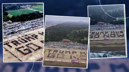 Ce i-au transmis protestatarii anti-Trump într-un mesaj gigantic pe nisipul unei plaje