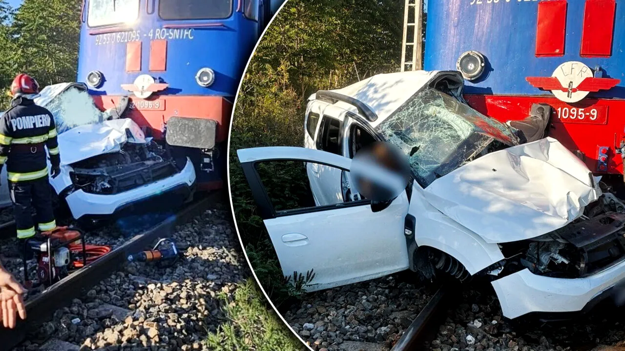 Un tren de călători a spulberat un autoturism pe trecerea de cale ferată din Oradea. Pasagerii n-au avut nici o șansă