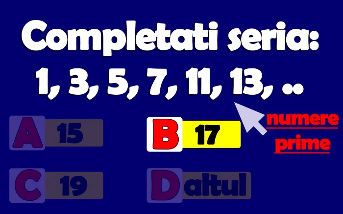 Test IQ exclusiv pentru matematicieni | Care e următorul număr din seria 1,3,5,7,11,13?