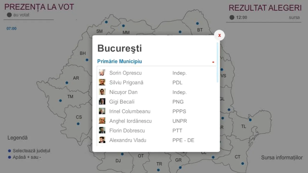 EXIT POLL REZULTATE pentru BUCUREȘTI și marile orașe la ALEGERILE LOCALE 2012 - aplicație specială pe gandul.info