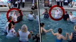 Europarlamentarul Diana Șoșoacă, în pași de horă în mijlocul unei piscine. E înconjurată de susținători