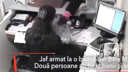 JAF ARMAT la o bancă din Baia Mare. Două persoane au furat 100.000 de lei și au fugit