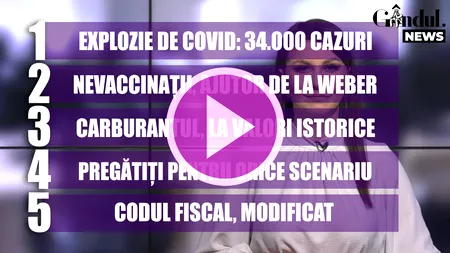 GÂNDUL NEWS. Peste 34.000 de noi cazuri de COVID-19 în ultimele 24 de ore (VIDEO)