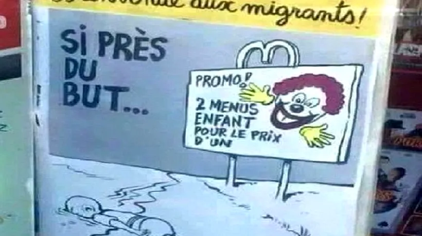 Charlie Hebdo stârnește, din nou, controverse: mesajul caricaturilor despre băiețelul sirian găsit mort pe o plajă în Turcia