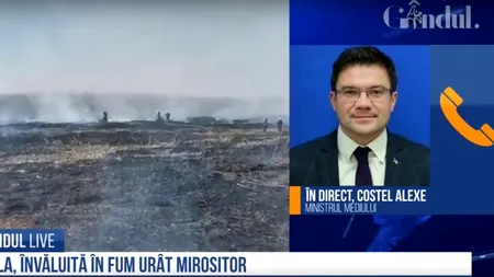 GÂNDUL LIVE | Ministrul Mediului Costel Alexe, despre mirosul înțepător din București: Nu miroase a petrol sau cauciuc. Au ars  bazinele de acumulare a unei foste ferme de porci - VIDEO