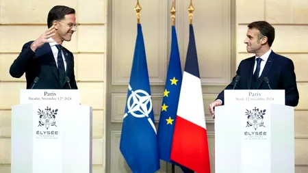 Macron vrea menținerea sprijinului pentru Ucraina și dezvoltarea „pilonului european” al NATO/ Rutte salută contribuția Franței la apărarea ROMÂNIEI