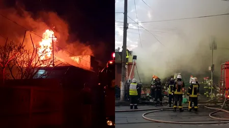 Patru case au ars într-un incendiu în cartierul Ferentari din București - FOTO/VIDEO