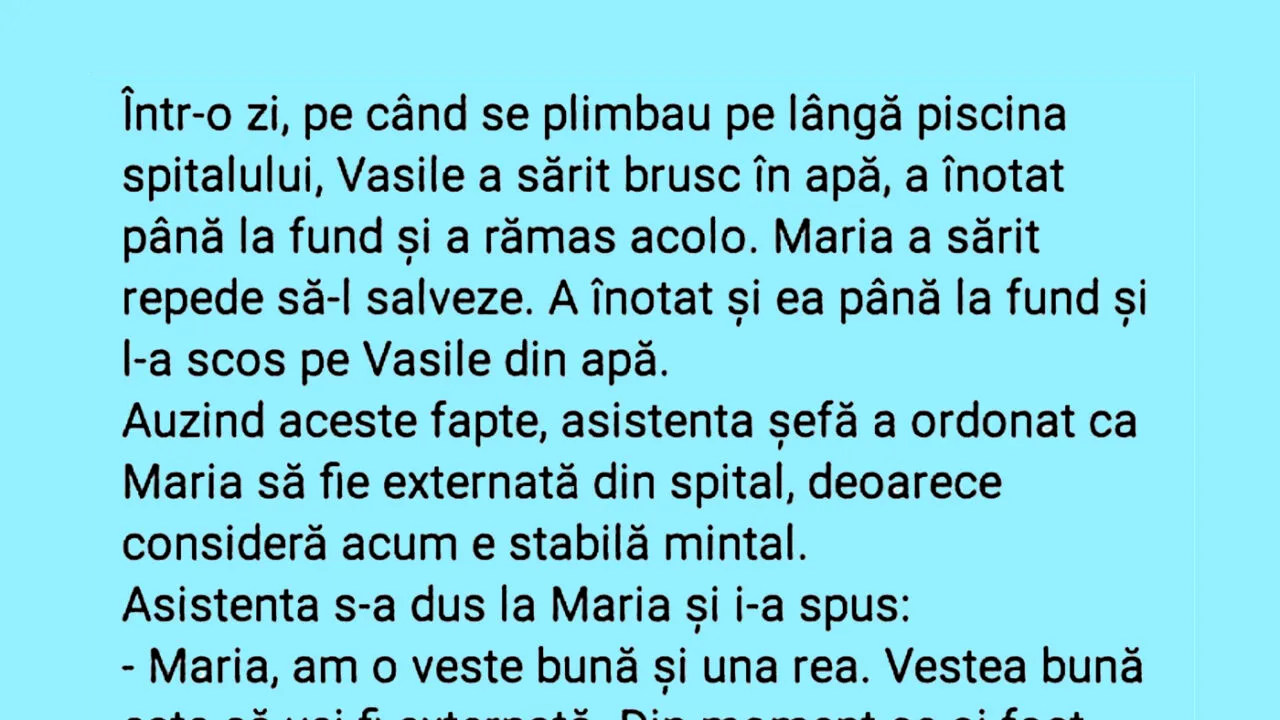 Bancul de vineri | Maria și Vasile, la spitalul de nebuni