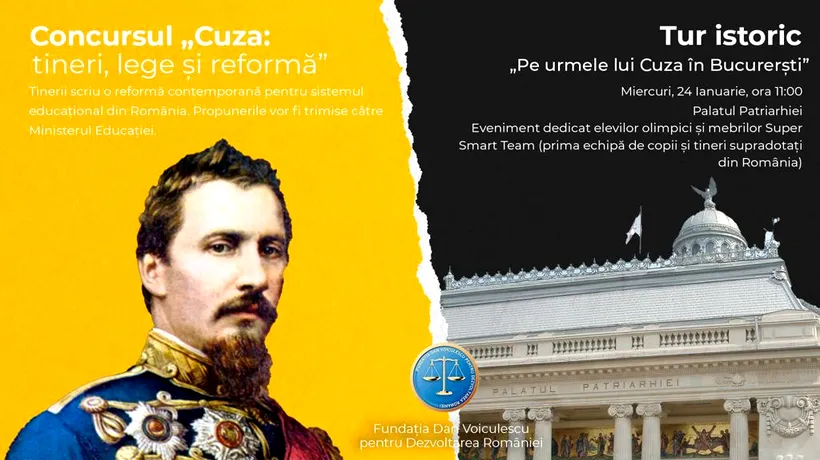 CONCURSUL „Cuza: tineri, lege și reformă.” Unirea Principatelor Române, marcată inedit de Fundația Dan Voiculescu pentru Dezvoltarea României