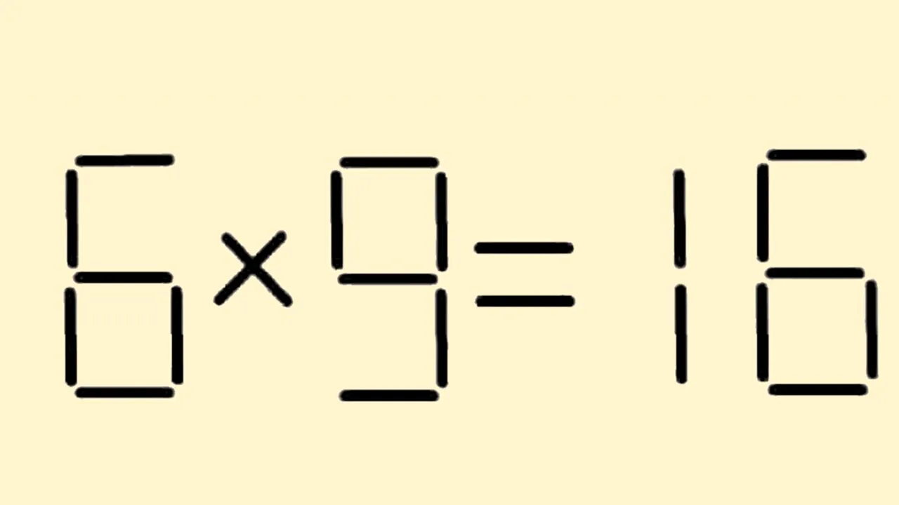 Test de inteligență | Mută un băț de chibrit pentru a corecta 6 x 9 = 16