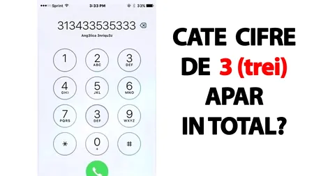 TEST de logică | Câte cifre de 3 sunt, în total, pe ecranul acestui telefon mobil?