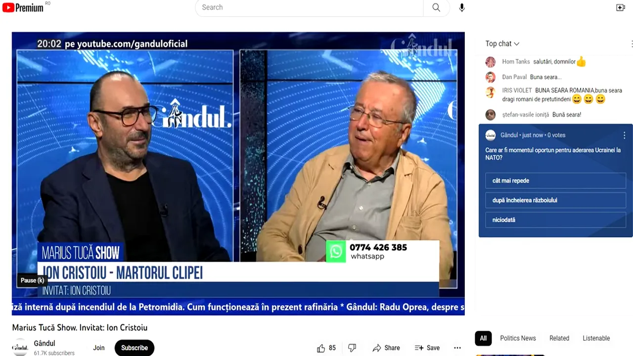 POLL Marius Tucă Show: „Care ar fi momentul oportun pentru aderarea Ucrainei la NATO?”. Au existat trei variante de răspuns