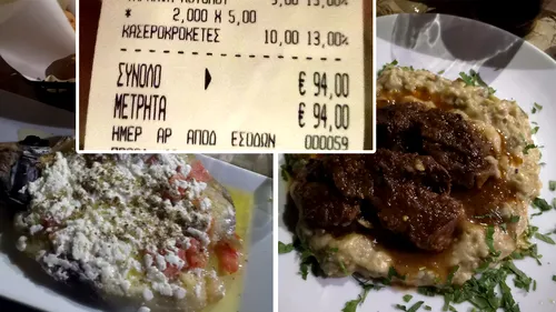 FOTO | Ce a primit de mâncare un turist român într-un restaurant din Grecia, pentru o notă de plată de 94 de euro