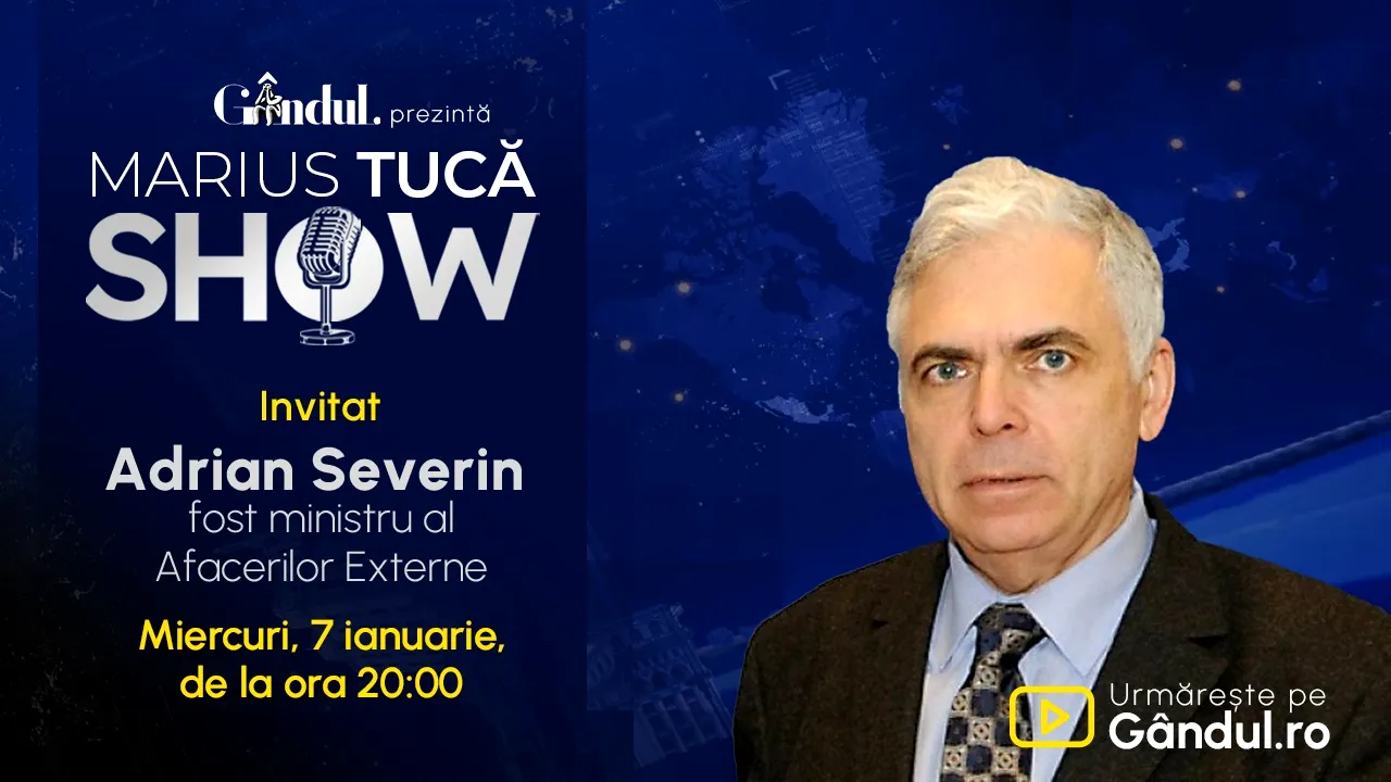 Marius Tucă Show începe miercuri, 7 ianuarie, de la ora 20.00, live pe Gândul. Invitat prof. Adrian Severin