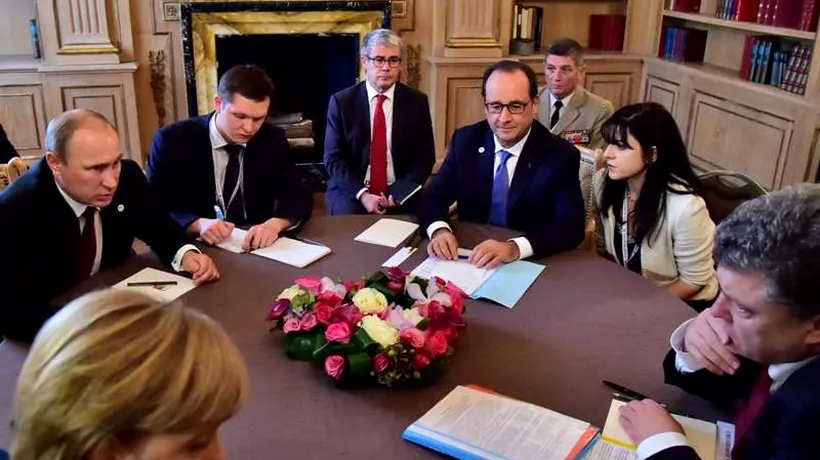Putin, la masă cu Merkel, Hollande și Poroșenko. Miza negocierilor de la Minsk