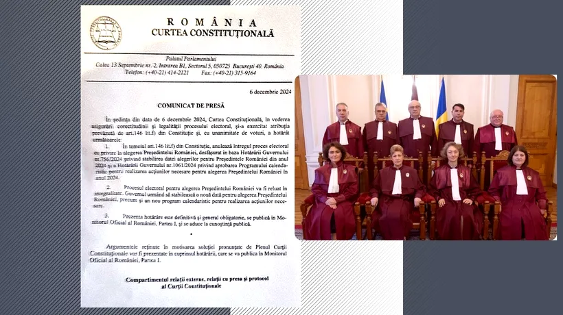 CCR a anulat alegerile prezidențiale. Procesul electoral va fi RELUAT în INTEGRALITATE / Guvernul va decide un nou calendar