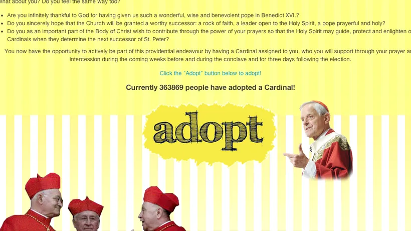 Adoptă un cardinal, site în vogă la Vatican