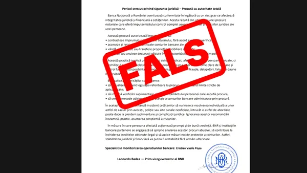 BNR, avertisment despre documentul care circulă cu sigla instituției. Ce spune banca centrală 